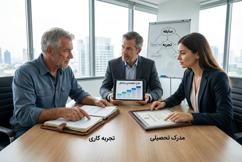 نقش سابقه و تجربه در کنار مدرک تحصیلی در طرح طبقهبندی مشاغل